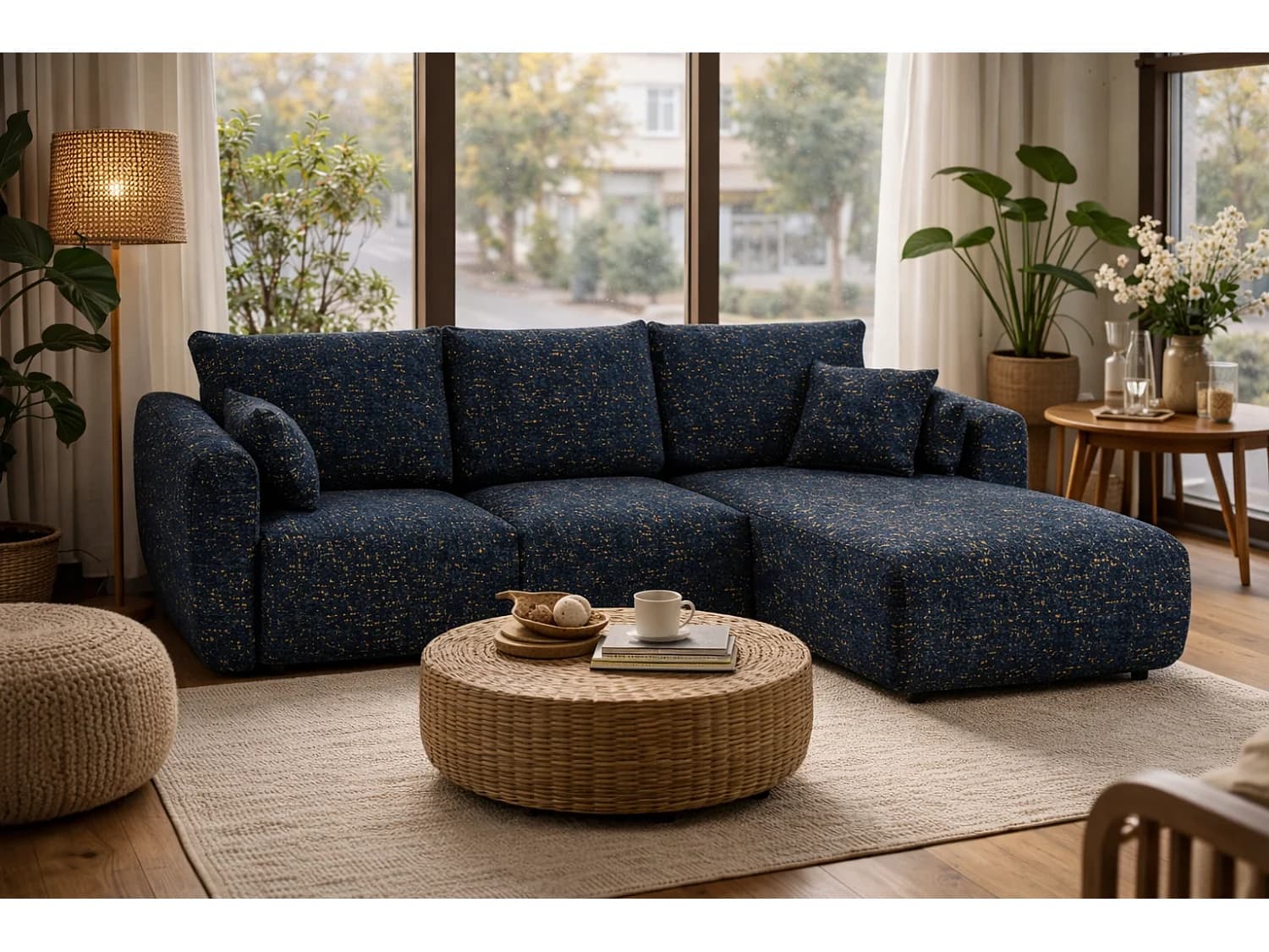 Canapé d’angle Santi avec fonction couchage et coffre – 255×165 cm – moderne, convertible, confortable pour le salon