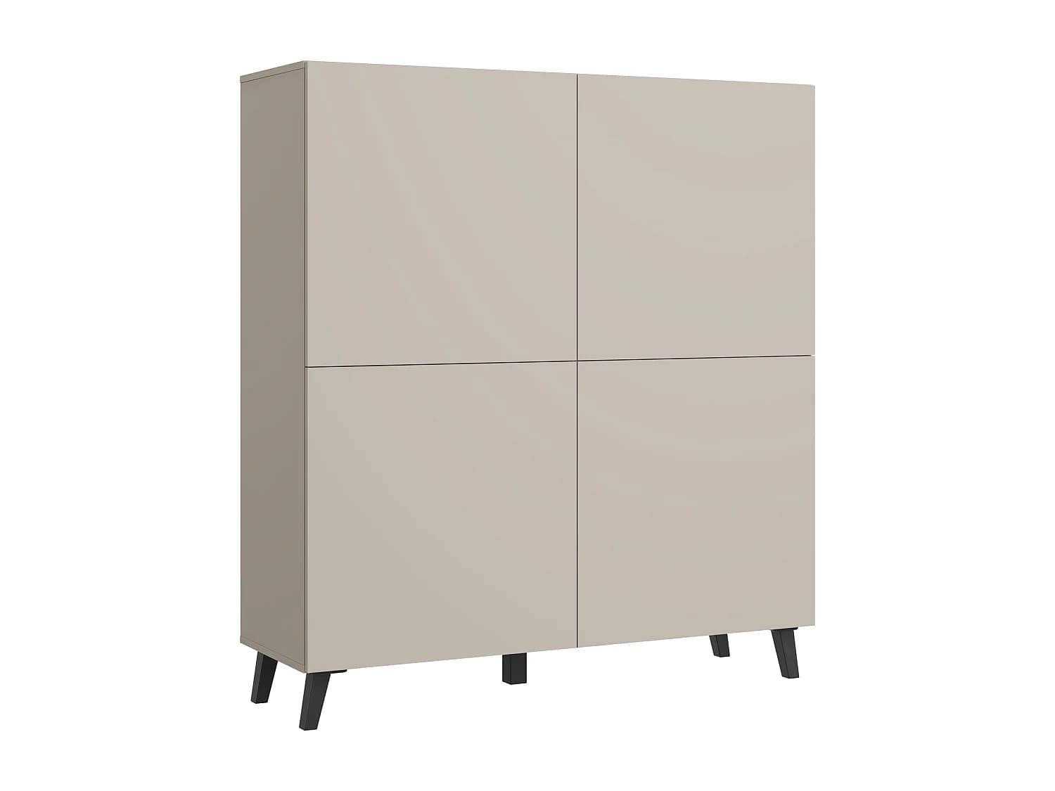 Commode haute moderne 120 cm sur pieds pour salon beige cachemire