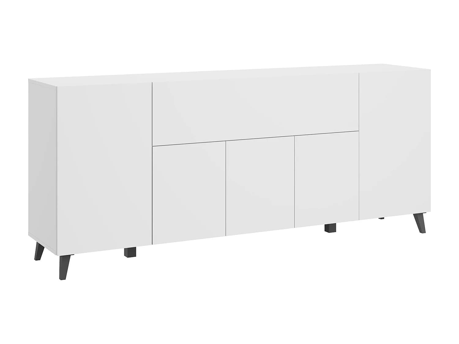 Commode moderne 180 cm sur pieds pour salon blanc mat minimaliste