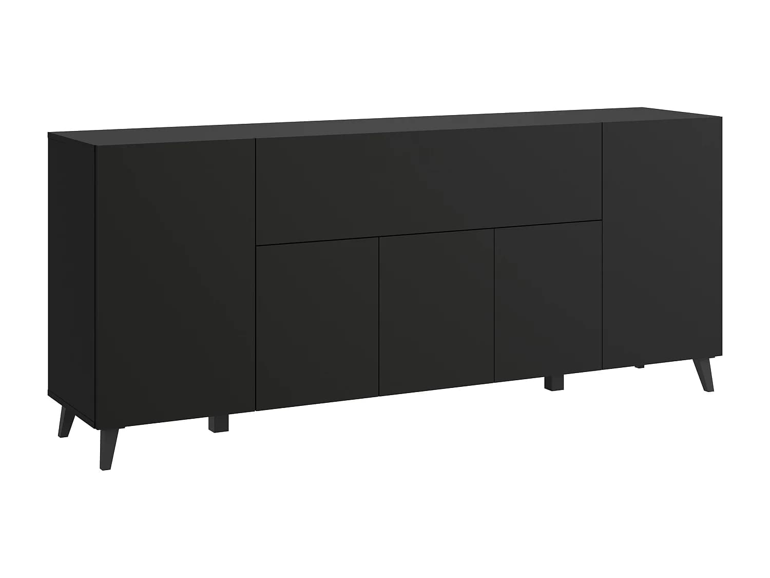 Commode moderne 180 cm sur pieds pour salon noir graphite minimaliste