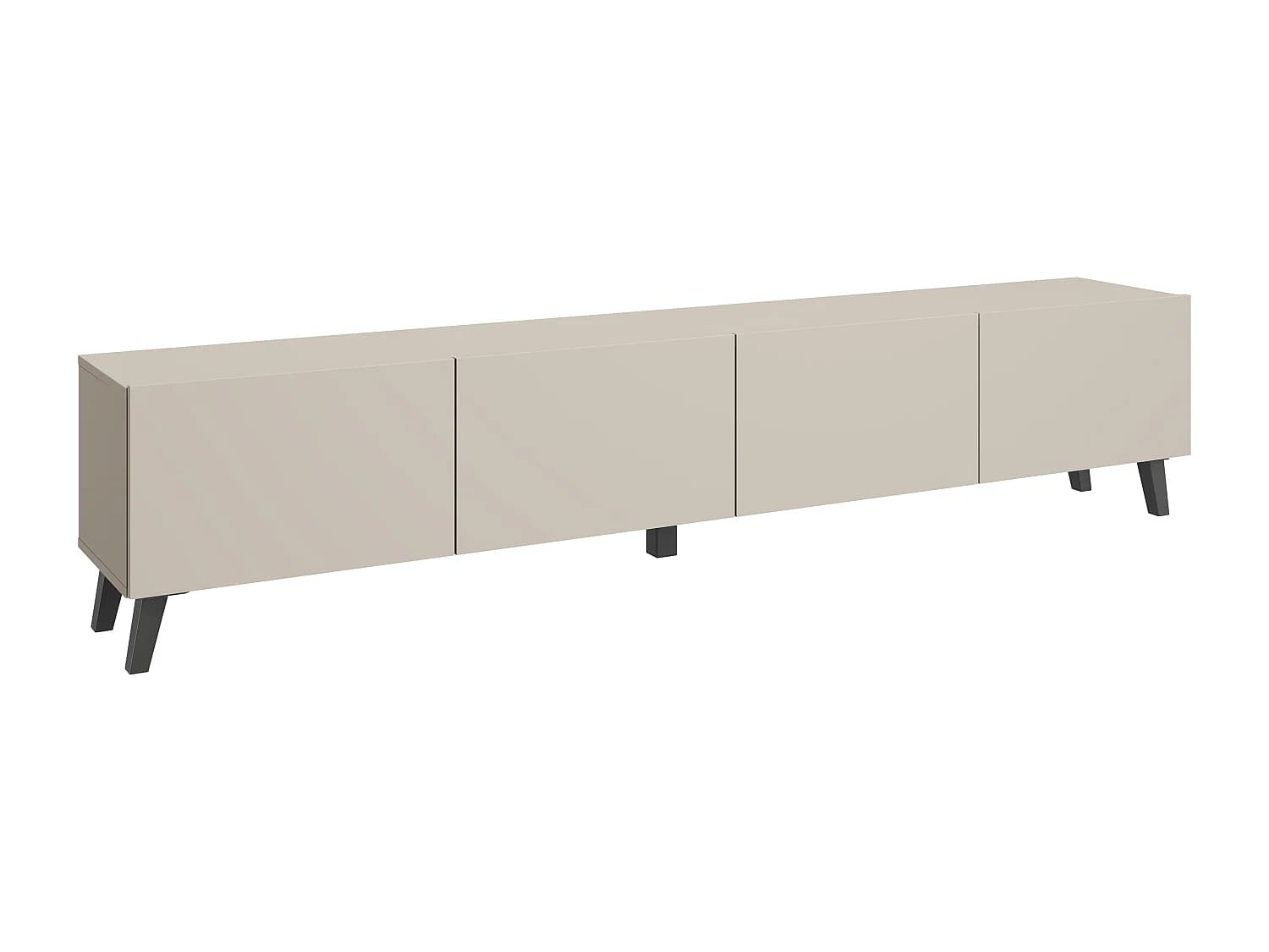 Meuble TV moderne 190 cm sur pieds pour salon beige cachemire