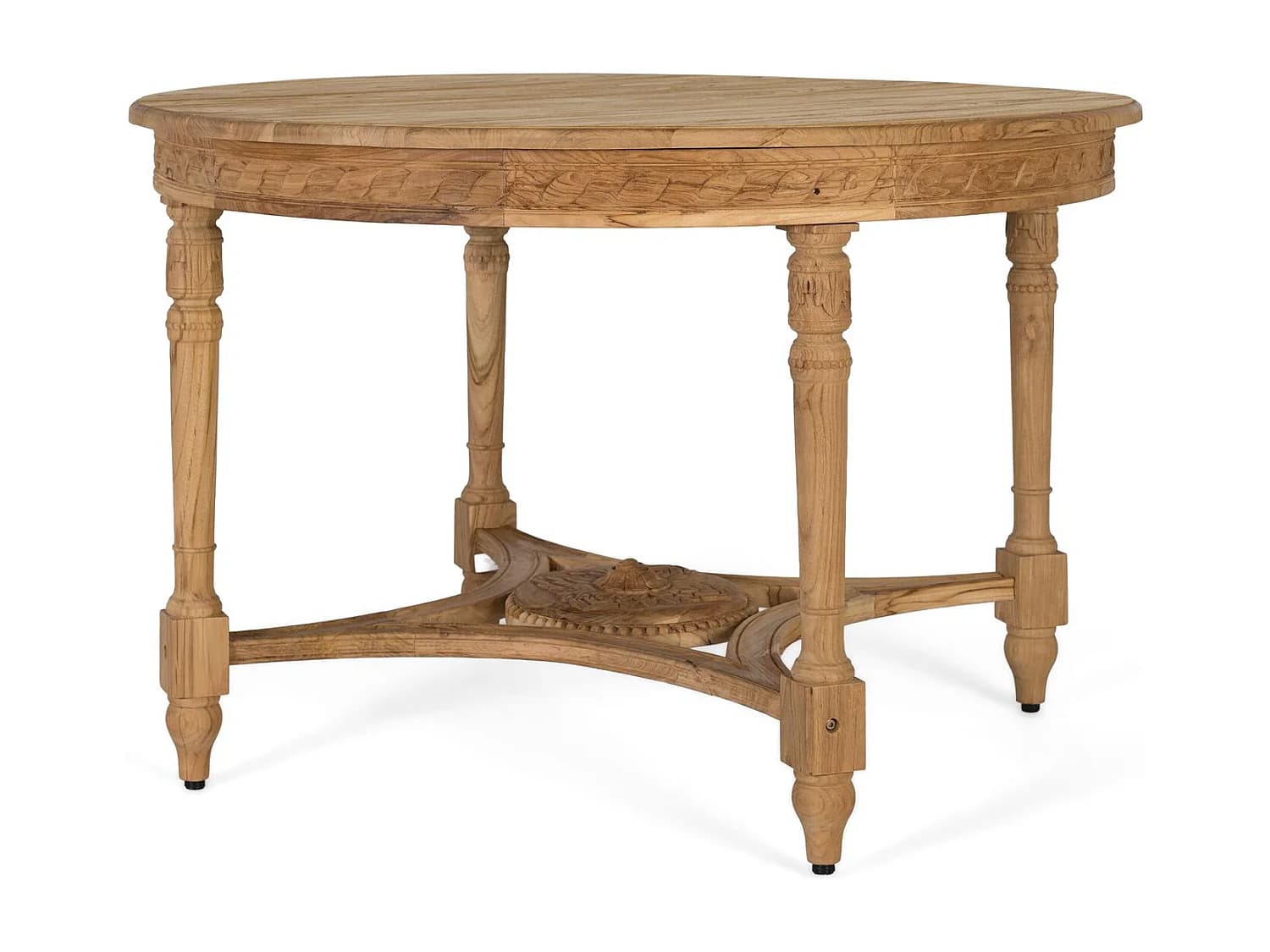 Table de salle à manger ronde en teck massif