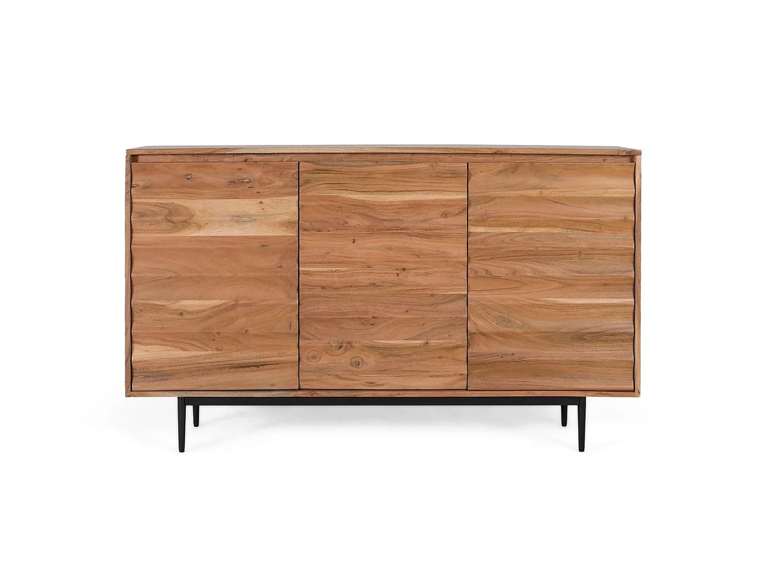 Buffet en bois d'acacia massif, style rustique moderne - 86 x 145 x 36
