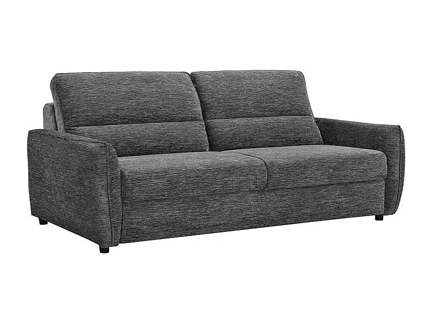 Canapé convertible 3p tissu doux gris avec matelas 160x190 cm - JOHN