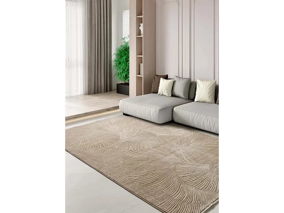 Tapis intérieur - géométrique avec franges - beige - 160 x 230 cm - ONA