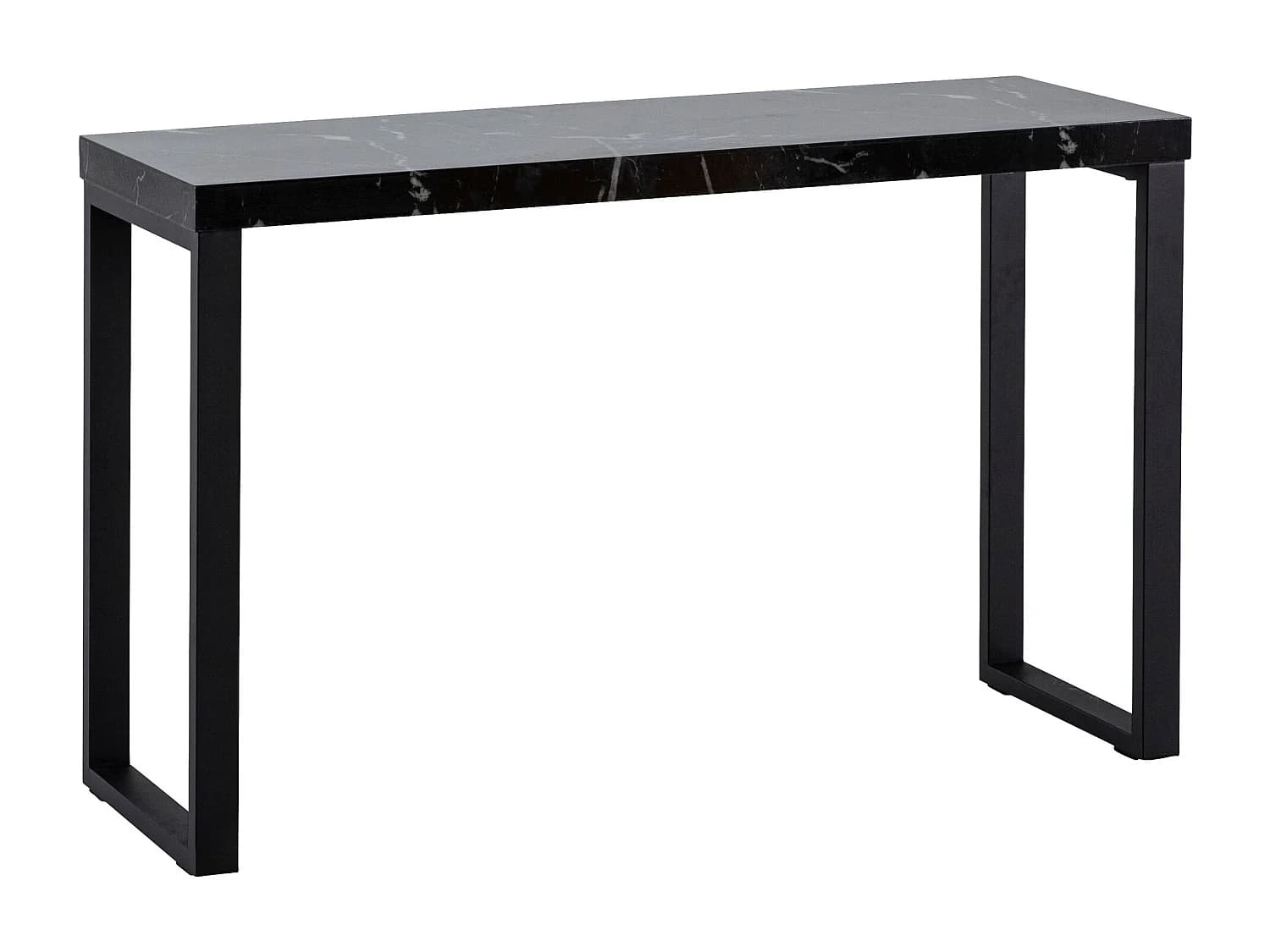 Table Console Entrée Aspect Marbre Noir Brillant