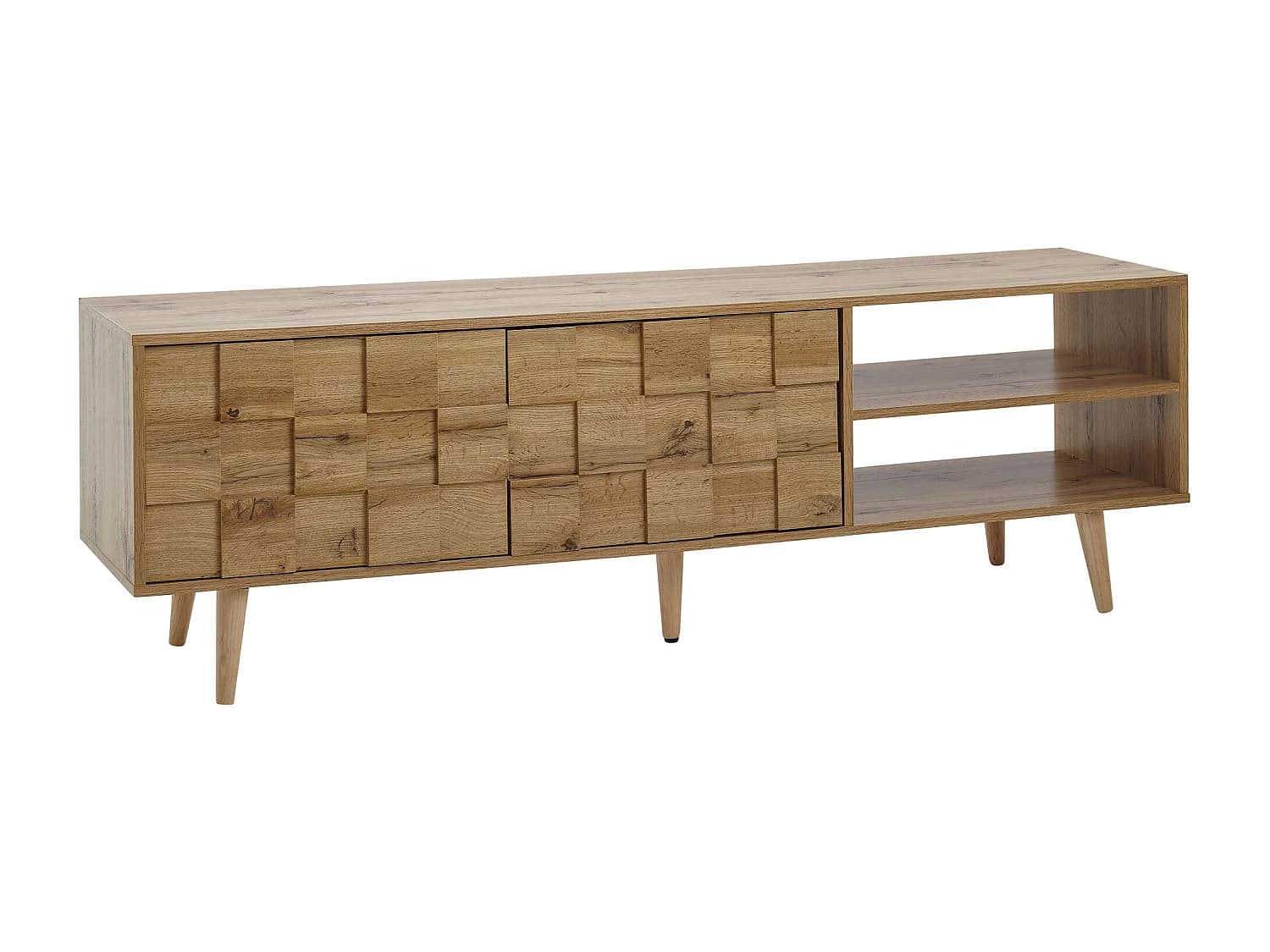 lowboard bois décor chêne 160x51x40 cm Meuble TV à deux