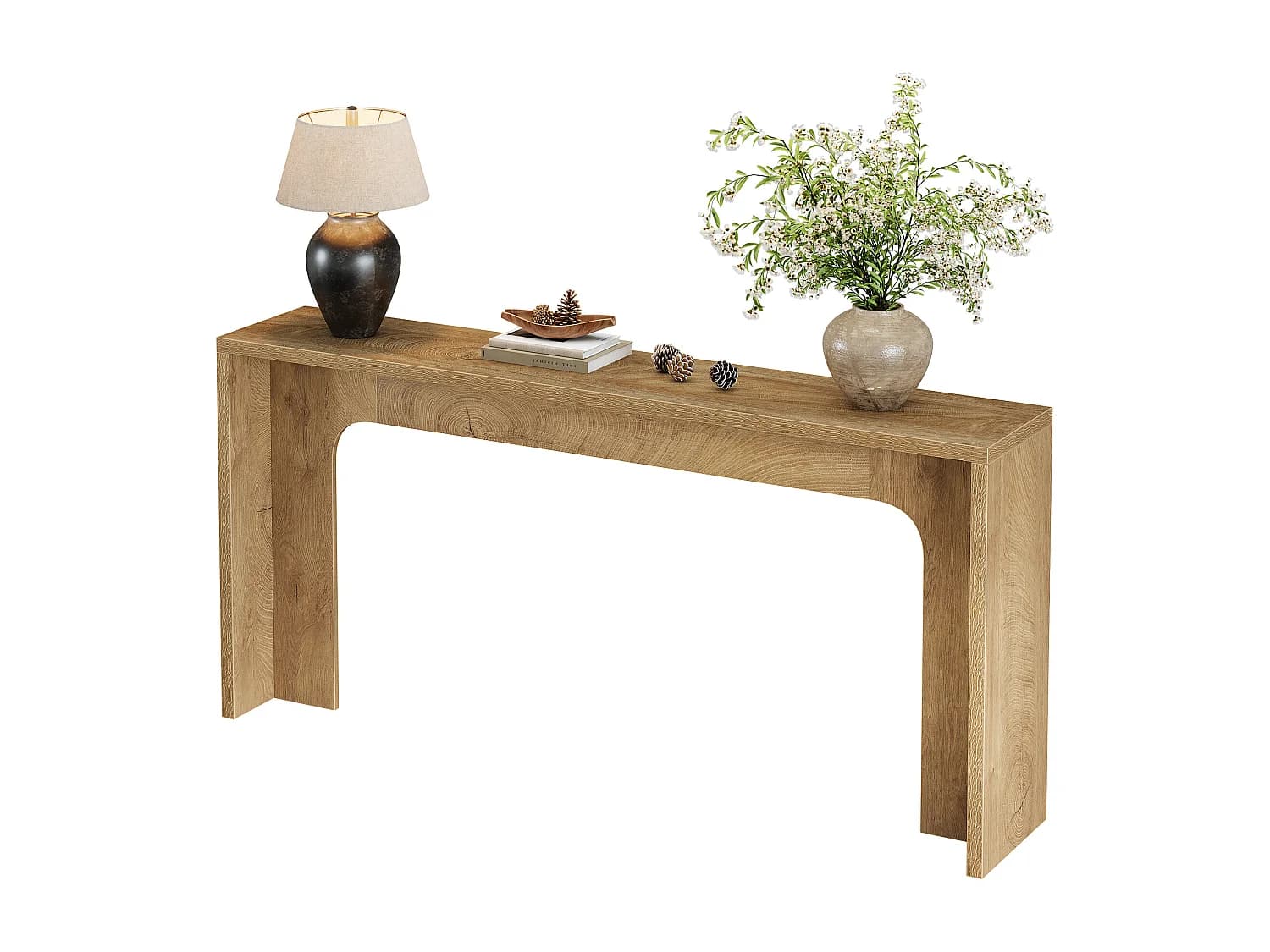 Console étroite de 160 cm, table d'entrée moderne et minimaliste avec base robuste