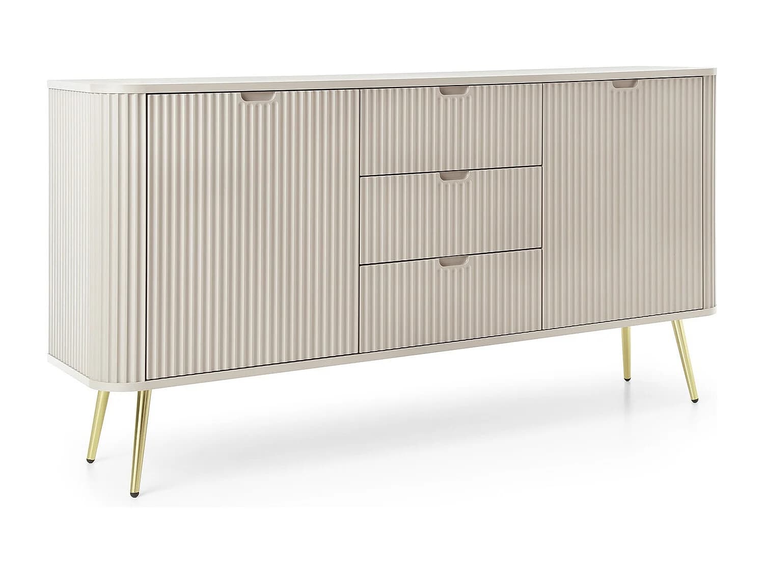 Commode avec tiroirs Gerly sur pieds - buffet 170 cm, 2 portes, cachemire + or