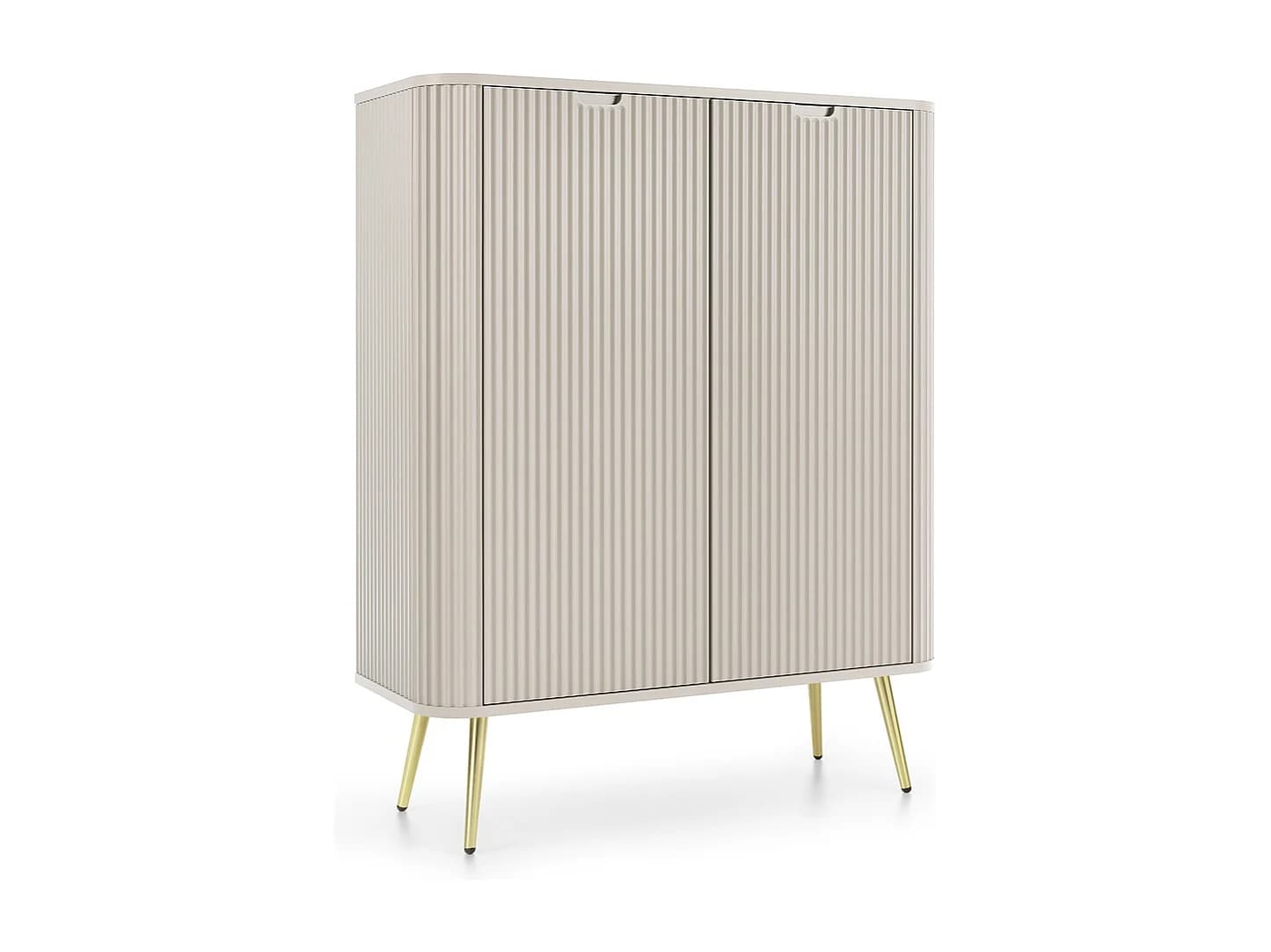 Buffet 100 cm Gerly - commode avec façades rainurées, 2 portes, cachemire + or