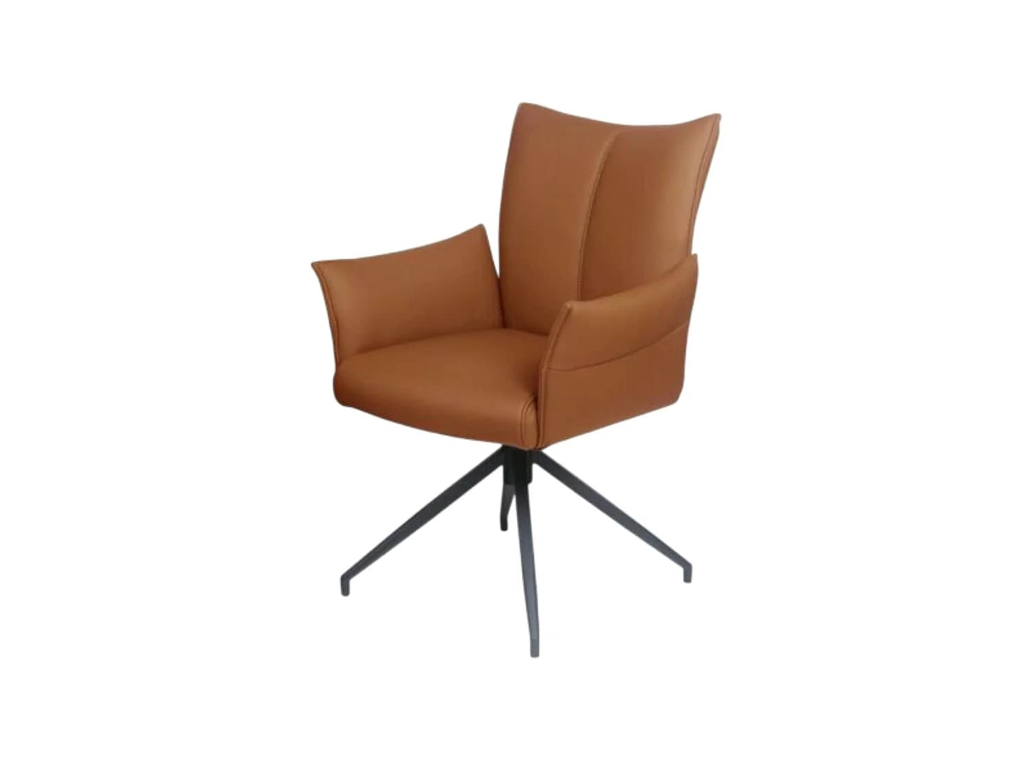 Fauteuil de table pivotant cuir cognac (x2) LOMBARDIE