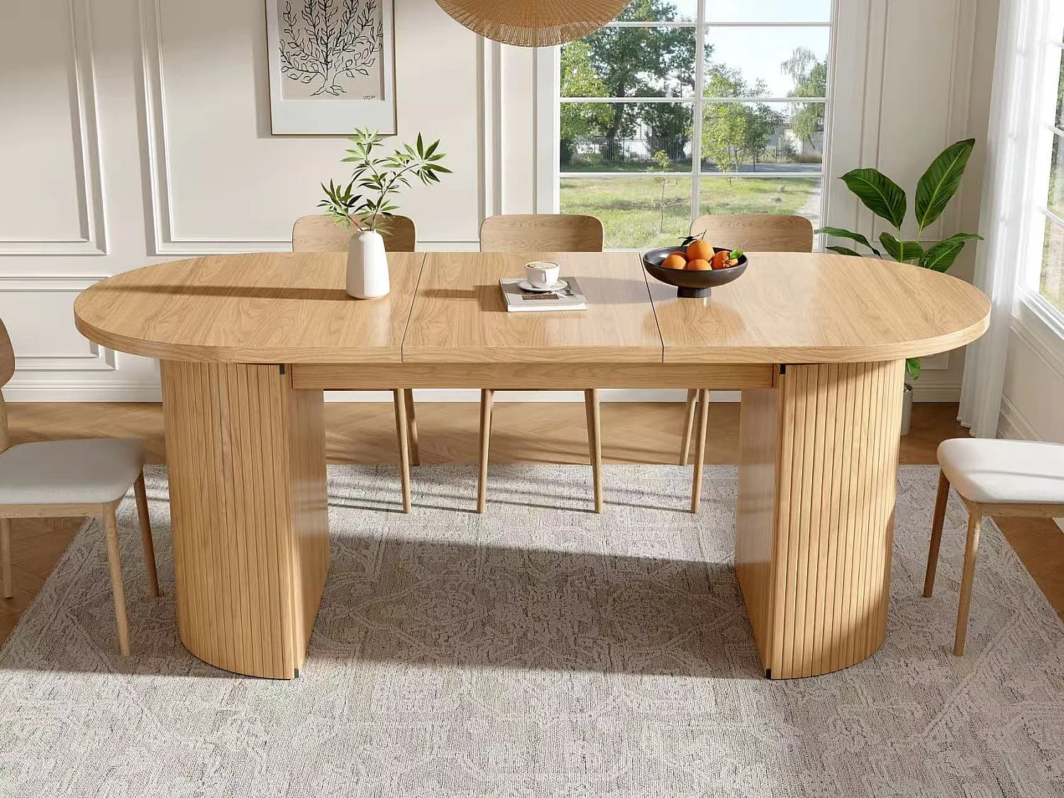 Table à Manger Extensible 120-160x80cm - avec un espace de rangement dissimulé - bureau épaissi - Naturel