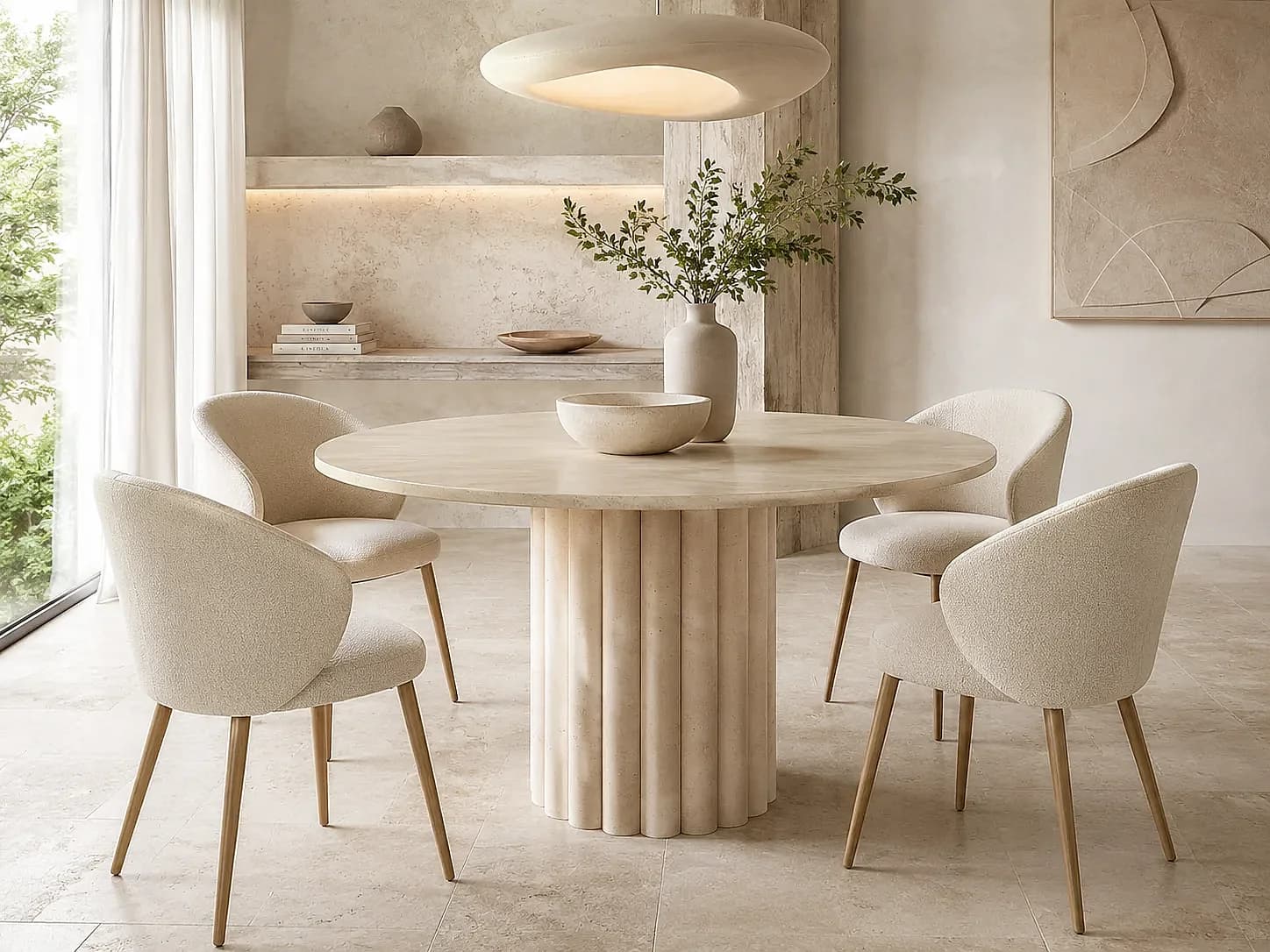 Table ronde NAPOLI en Travertin Premium