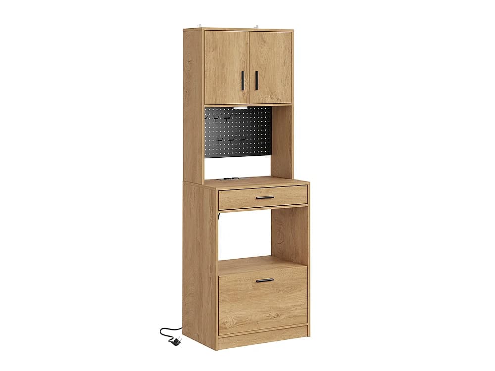 SoBuy Vaisselier haut Rangement Chêne clair 60x40x170cm FSB98-E-N