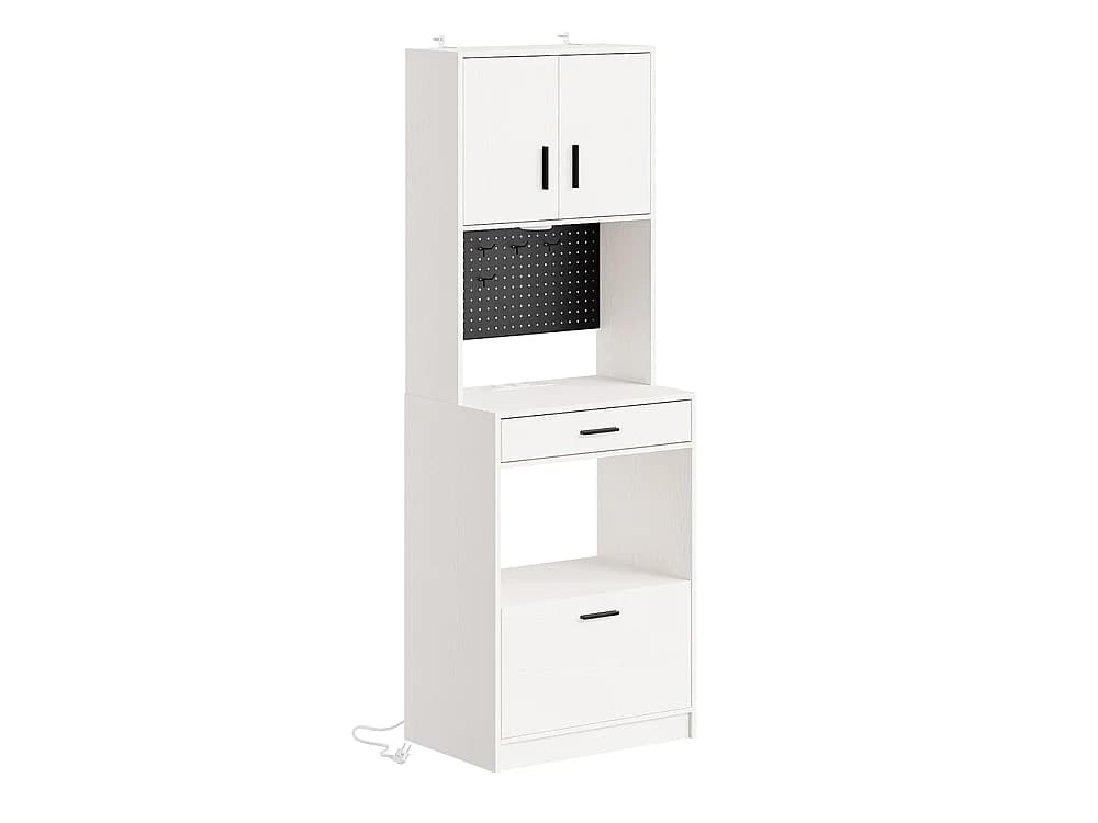 SoBuy Vaisselier Haut Rangement Tiroirs Blanc Crème 60x40x170cm FSB98-E-WG