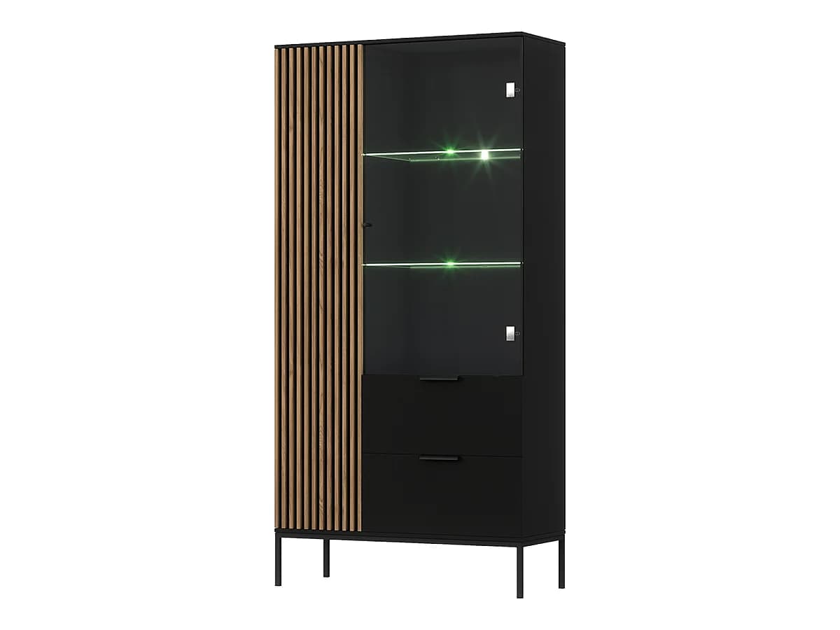 Vaisselier 2 portes 2 tiroirs Melchior Noir et Bois