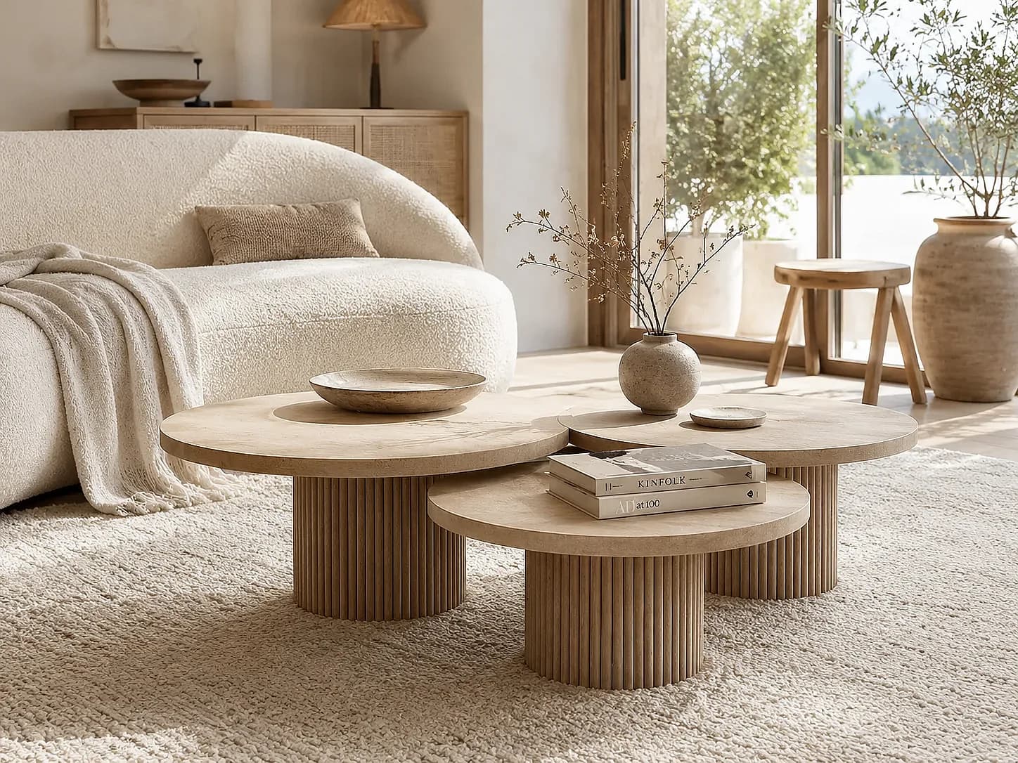 Table basse trio VENUS en Travertin