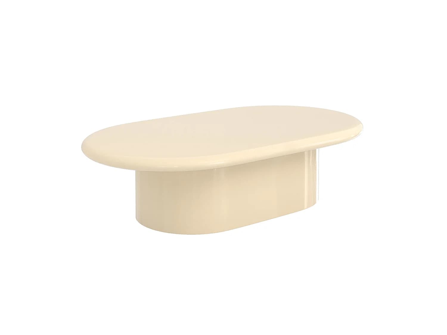 Table basse ovale laquée blanche en MDF, 120 cm - Sia
