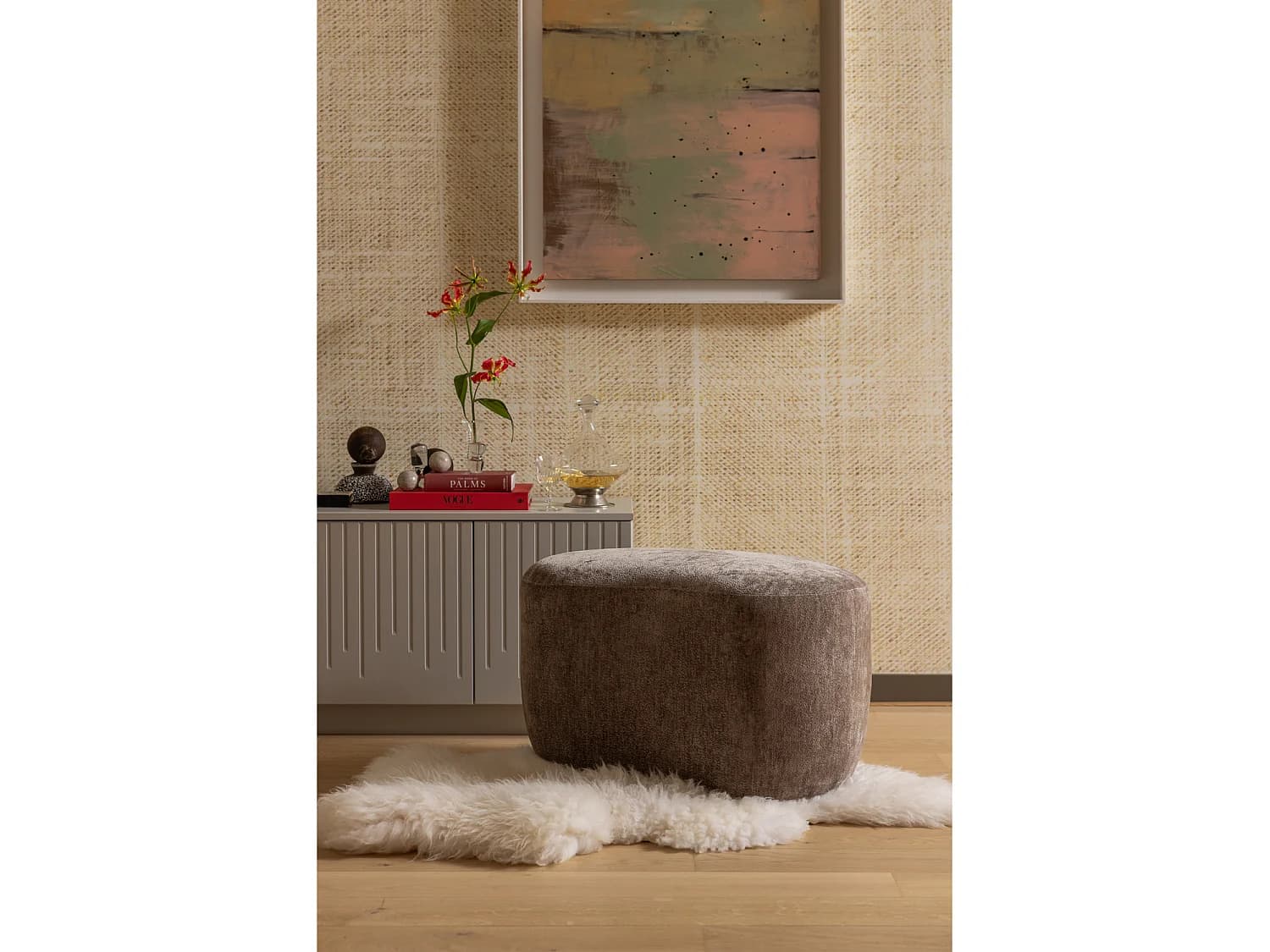 Pouf organique en tissu chenille POPULAR