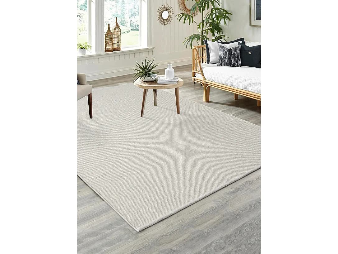 Tapis Stockholm tissé main Laine Nature, crème, 250 x 350 cm