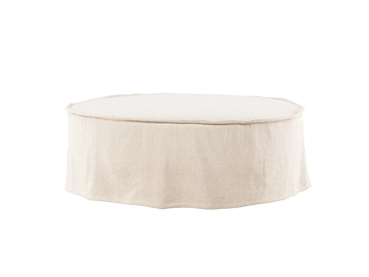 Pouf Effet Lin "Vindo" 101cm Beige