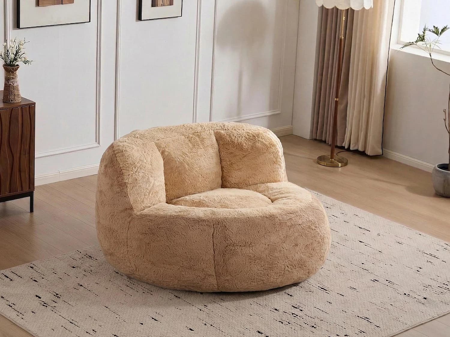 LoomyCoz Pouf Géant Salon en Fausse Fourrure Multicolore | Fauteuil Pouf Moelleux Mousse Haute Densité | Pouf Poire Design Cocooning Adulte Enfant
