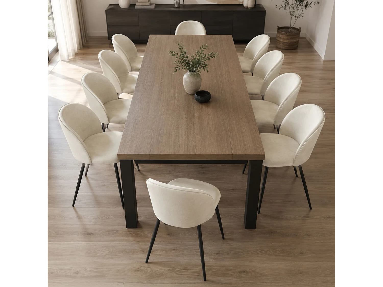 Chaise Achito, 10 chaises, Blanc Crème, Rembourrée, Poids Supporté 120 kg