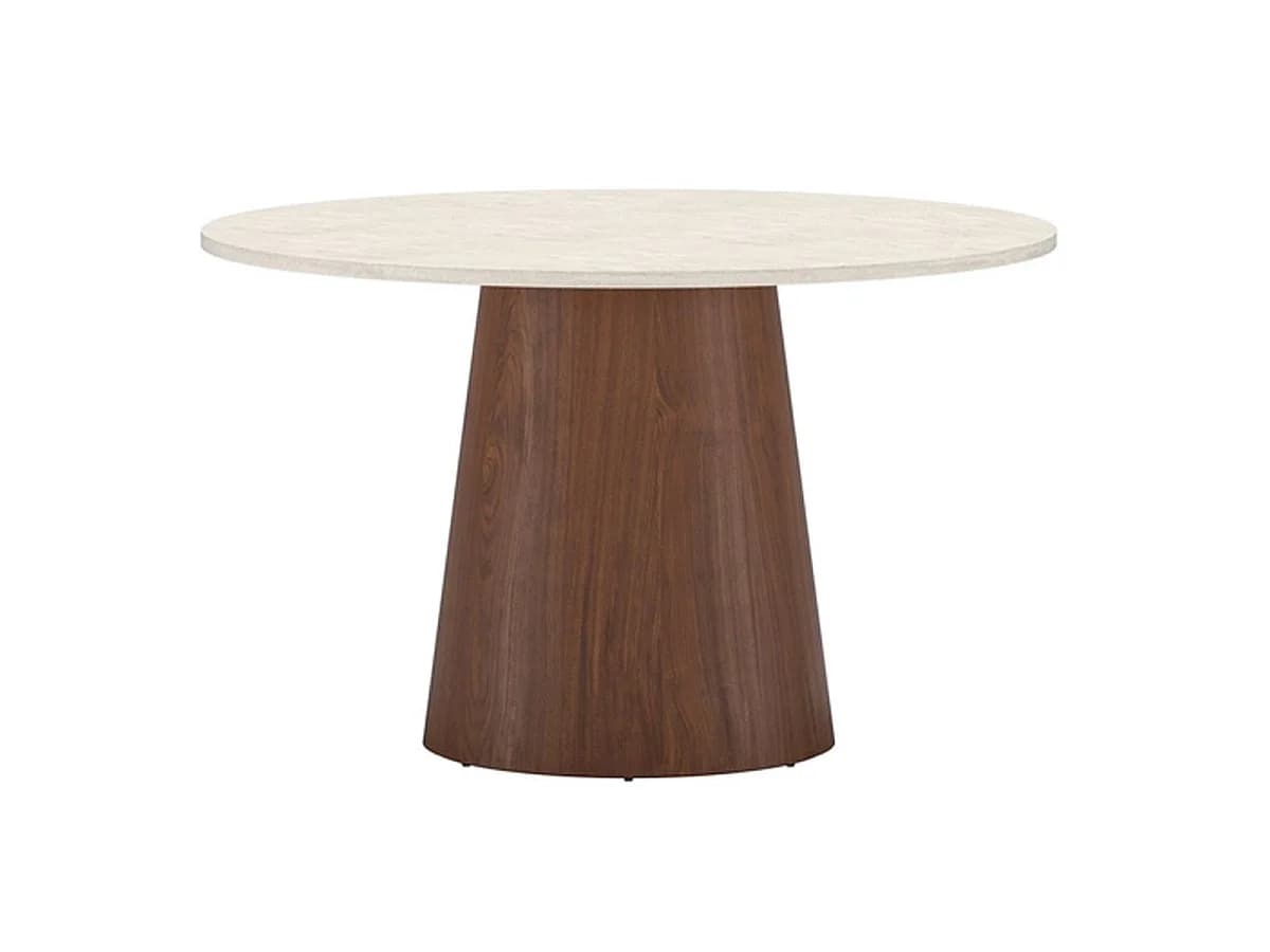 Table à Manger Ronde "Lanzi" 120cm Beige & Marron