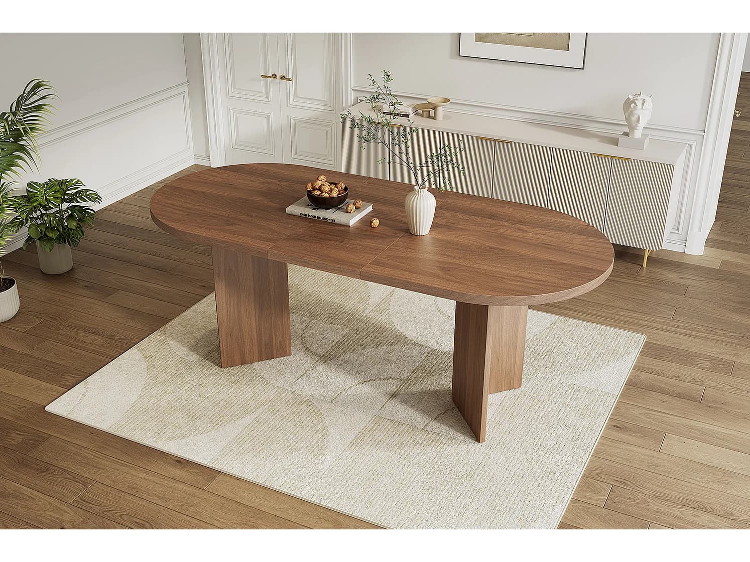 Table de salle à manger 200 x 90 cm pour 6 à 8 personnes - Marron
