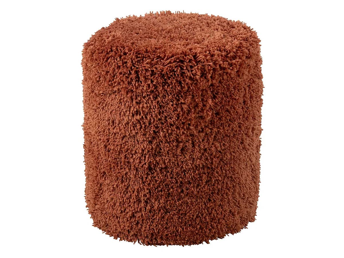 Pouf Cylindre "Duveteux" 50cm Brique