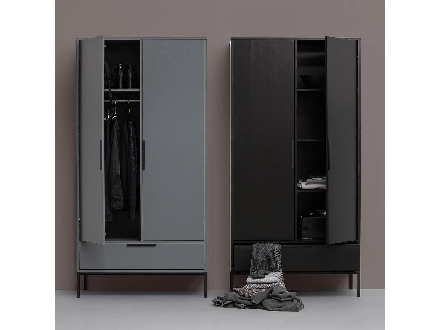 Armoire 2 portes et 1 tiroir en pin ADAM