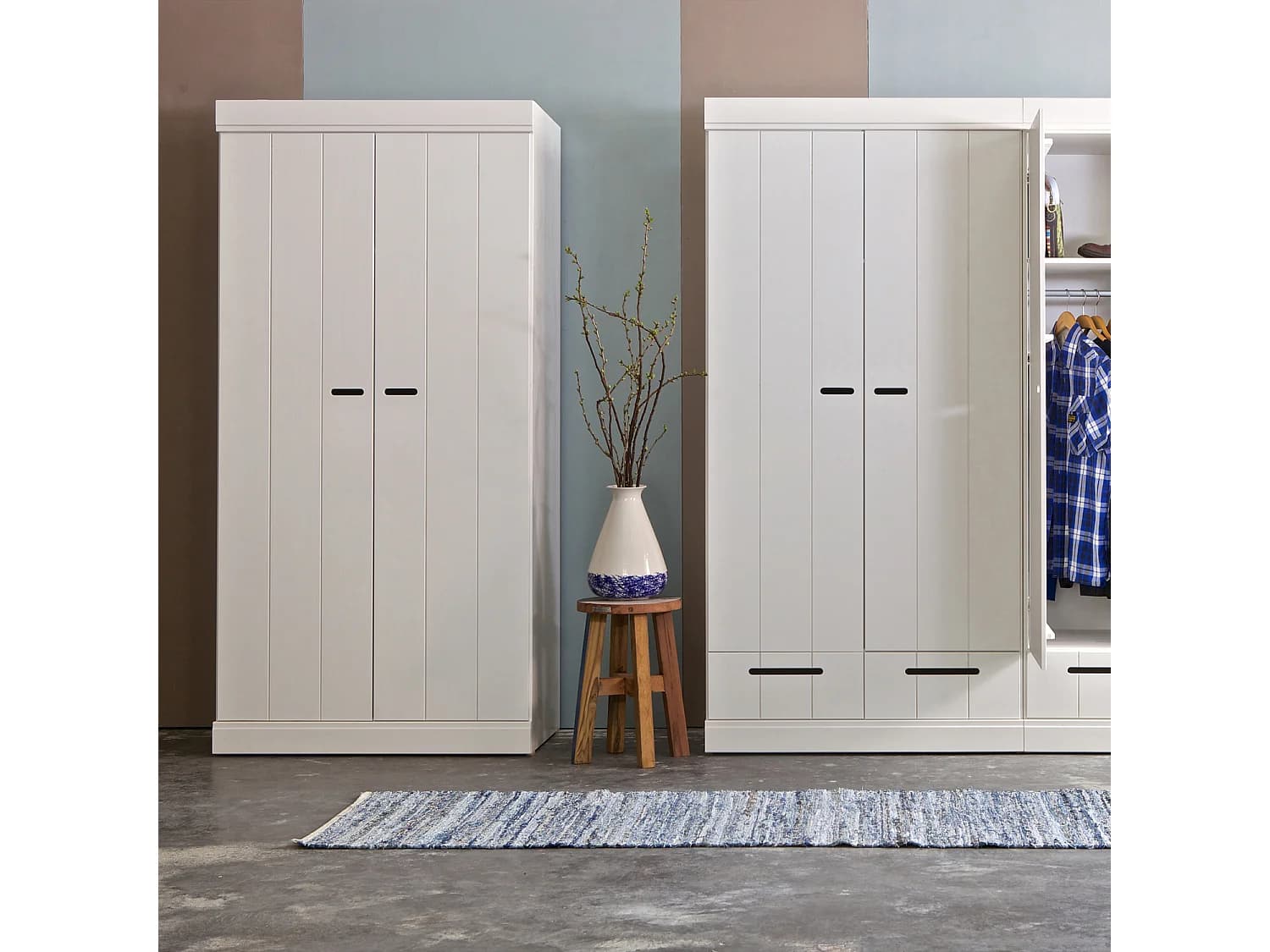 Armoire 2 portes et 2 tiroirs en pin CONNECT