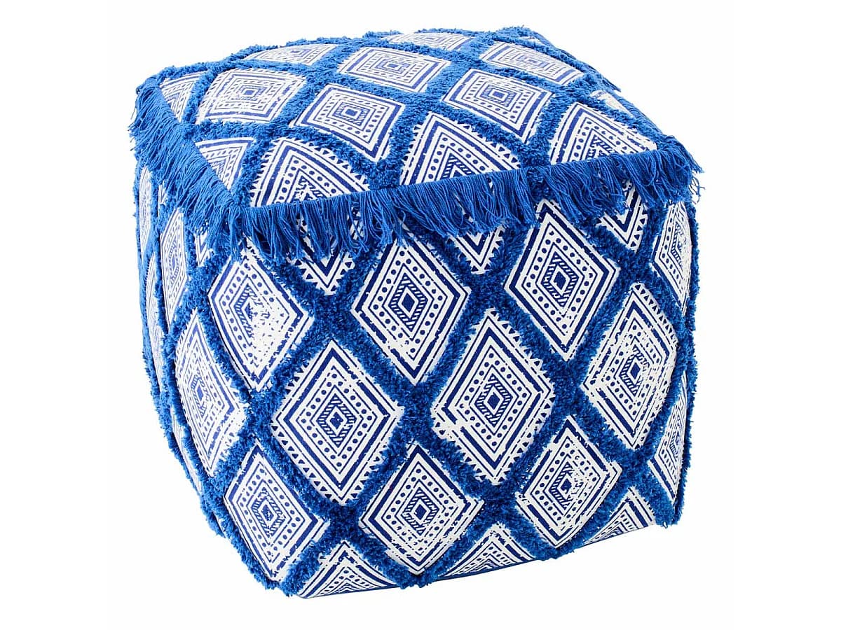Pouf en Coton "Oriental" 45cm Bleu