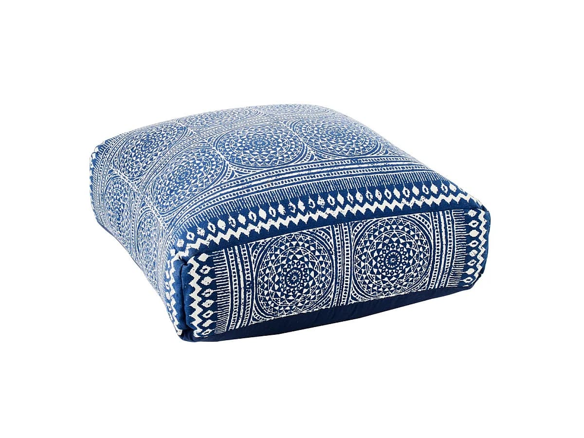 Pouf en Coton "Mosaïque" 80cm Bleu