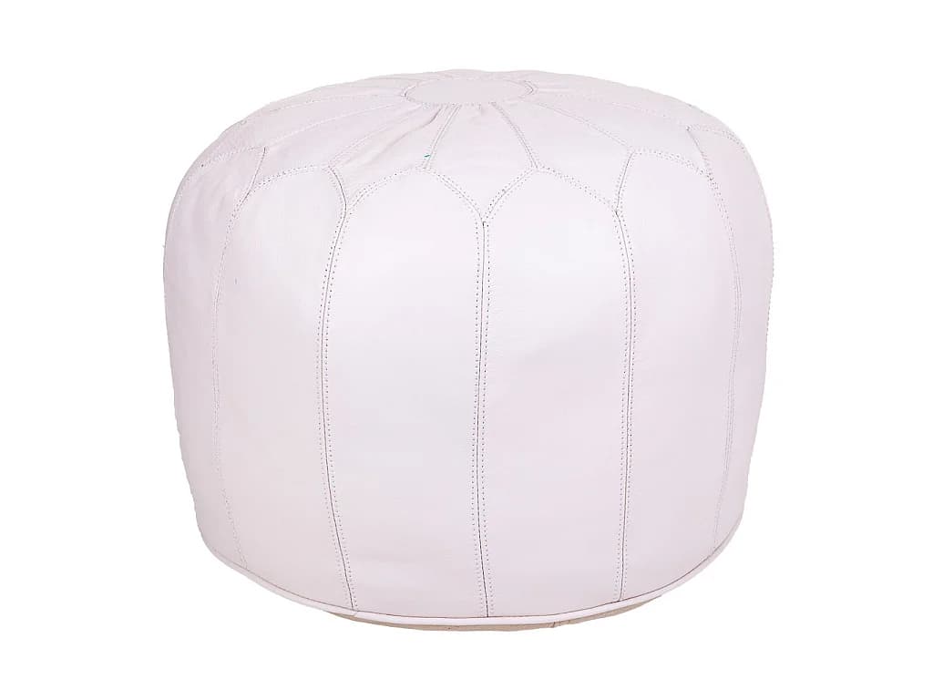 Pouf en cuir blanc 48x48x38h