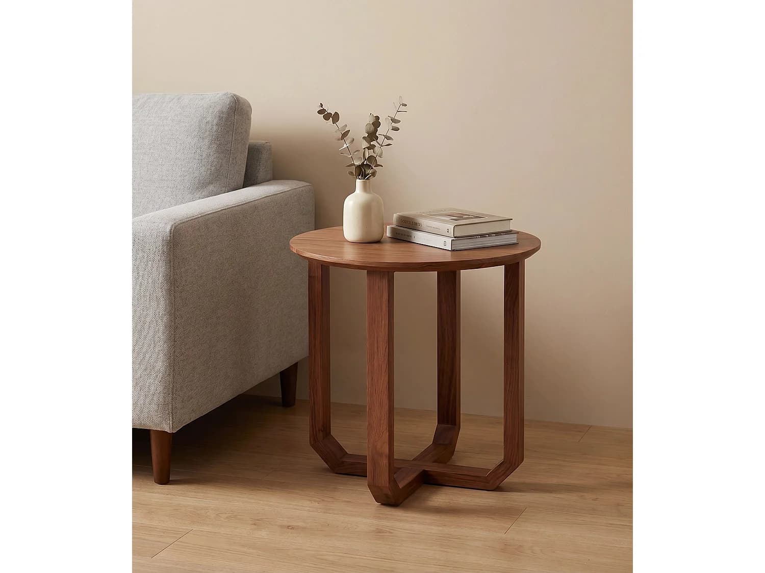 Table d'appoint ronde en bois de teck