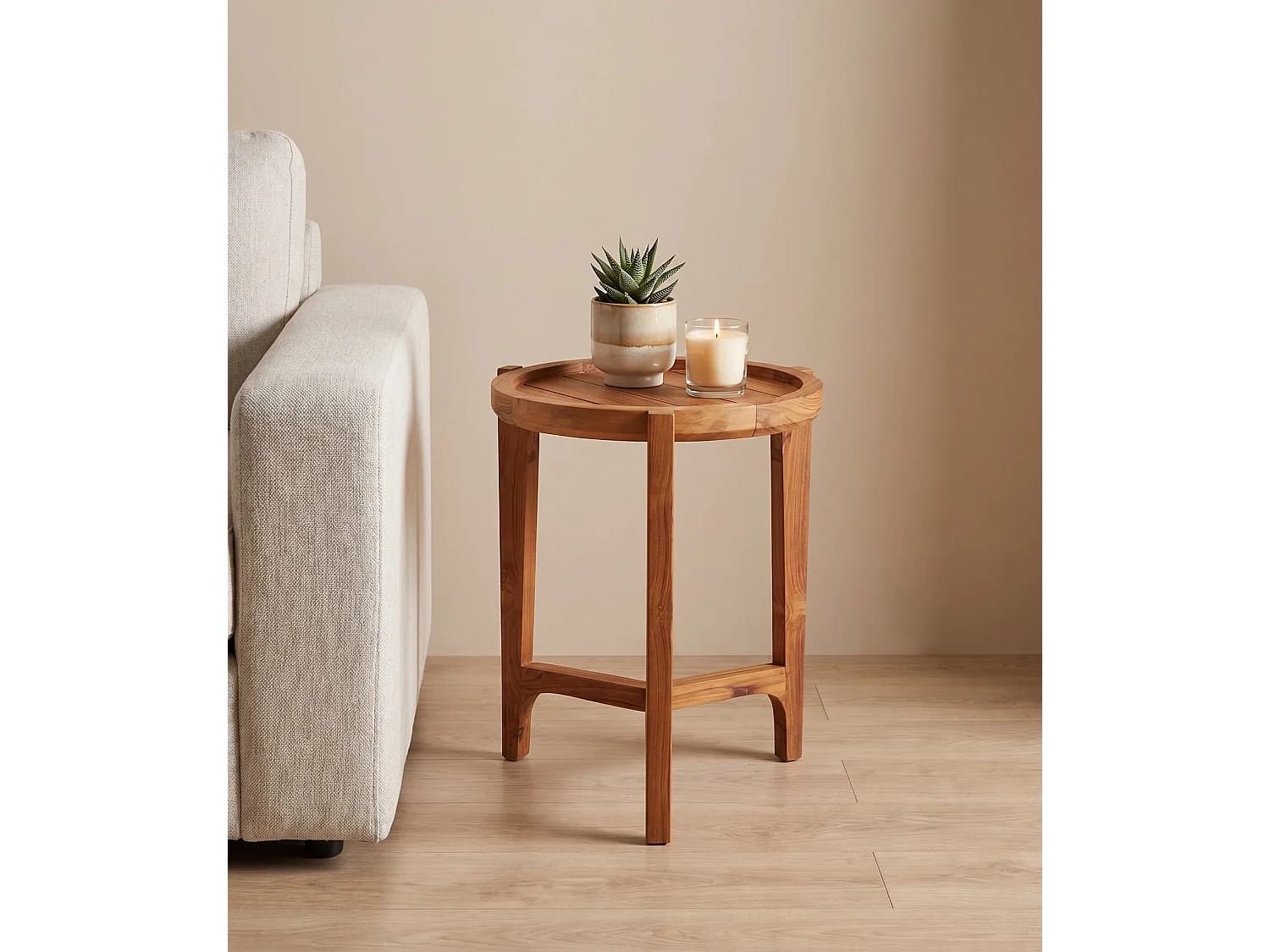 Table d'appoint ronde en bois de teck