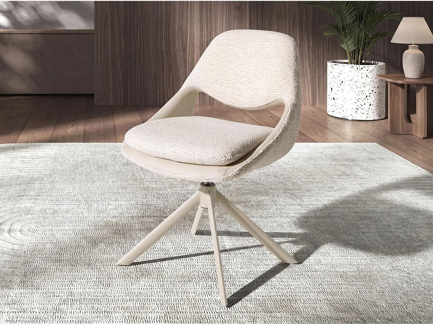 Chaise pivotante en tissu blanc cassé et crème 4246 ANGEL CERDA