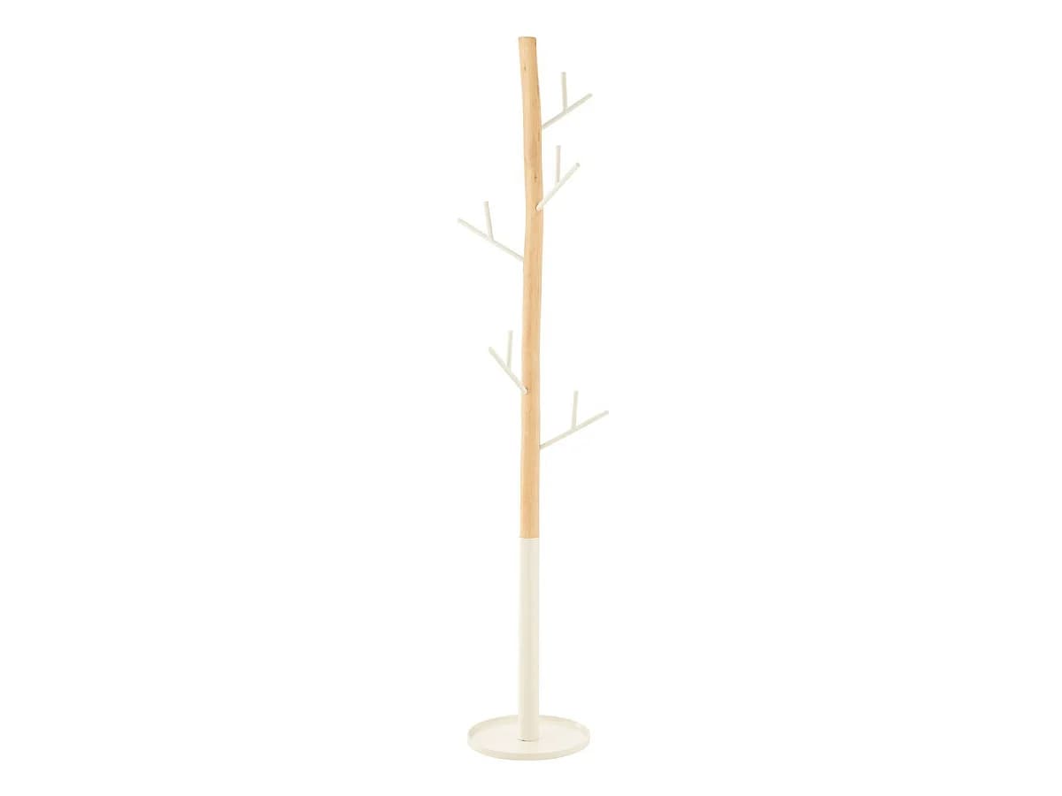 Porte-Manteau en Bois "Bali" 180cm Naturel & Blanc