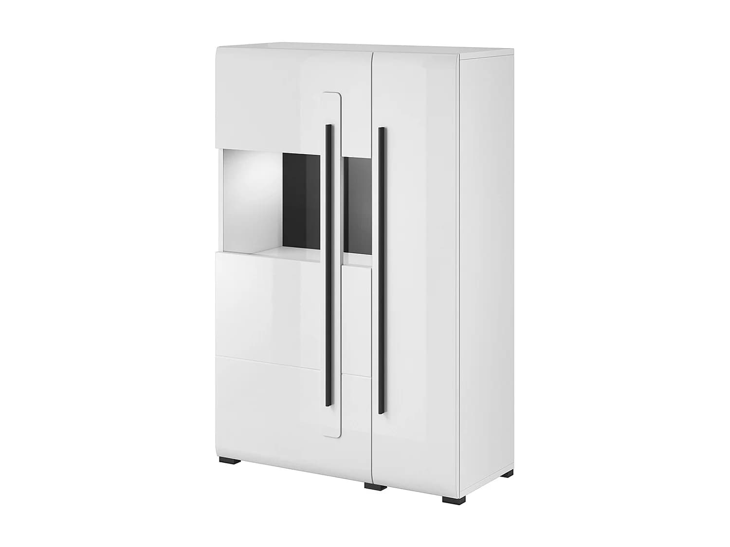 Vaisselier 2 portes avec LED Louis Blanc