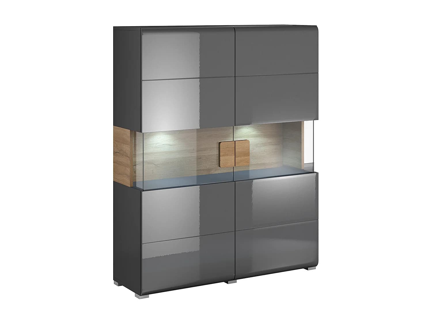 Vaisselier 2 portes avec LED Jules Gris et Bois