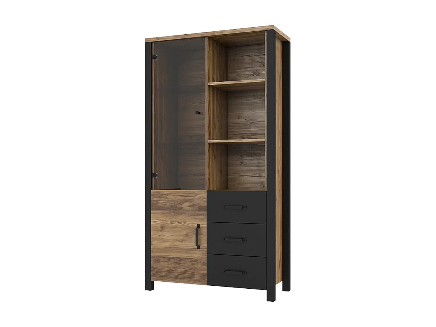 Vaisselier 2 portes 3 tiroirs Lyam Bois et Noir