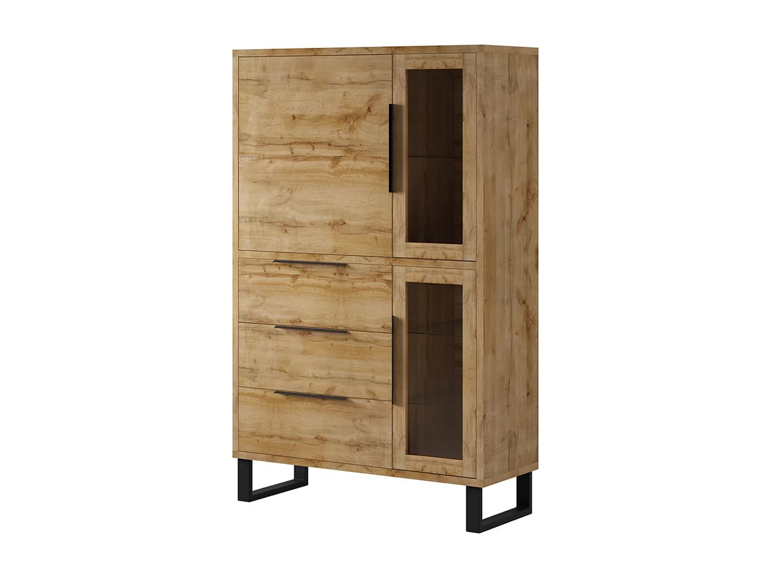 Vaisselier 3 portes 3 tiroirs Eden Bois et Metal