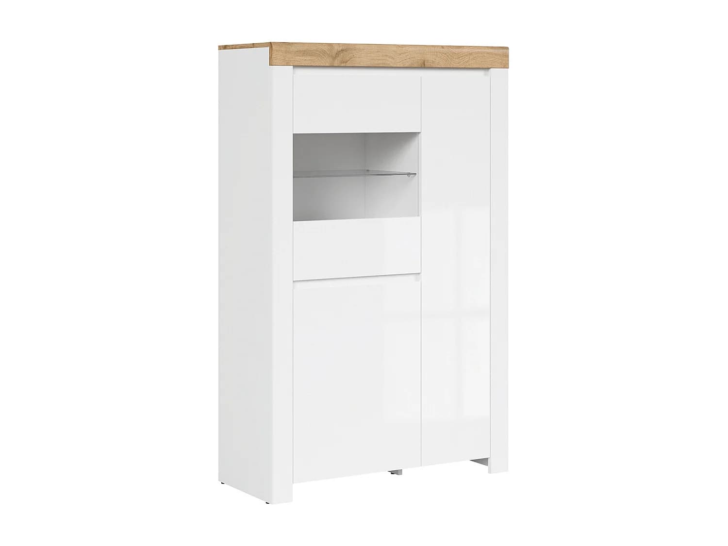 Vitrine 3 portes Hella Blanc et Bois