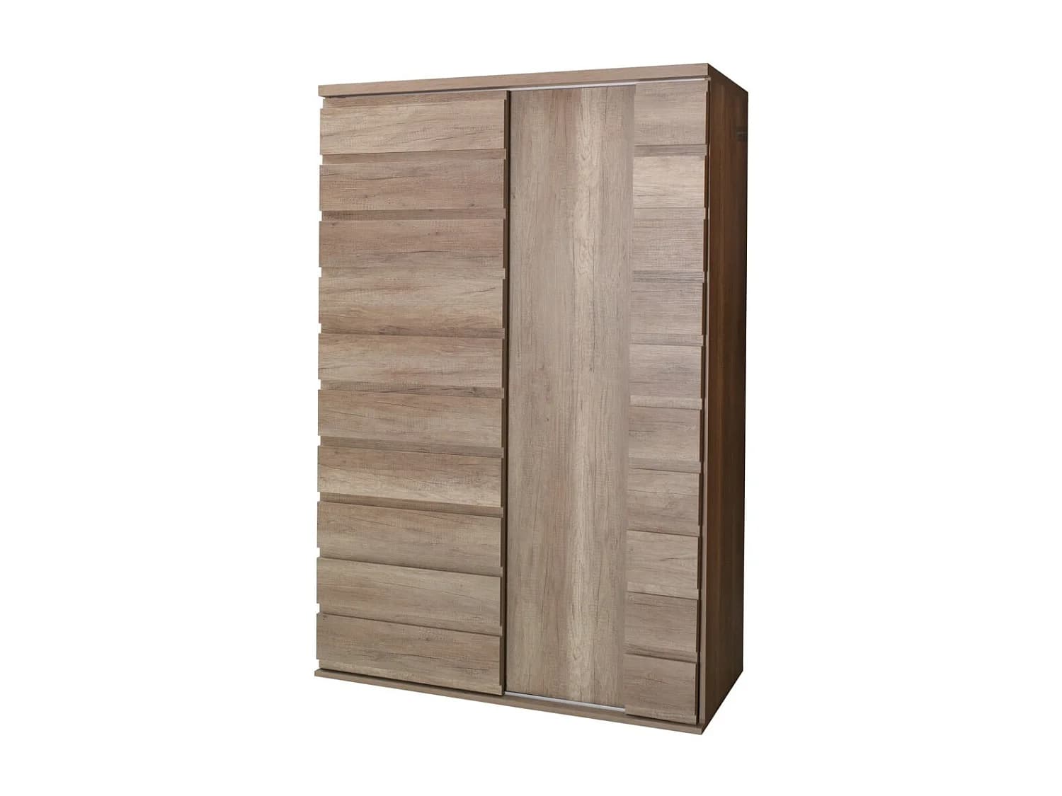 Vitrine 2 portes coulissantes ROMI - Coloris chêne dab canyon - 120 x 180 x 55 cm