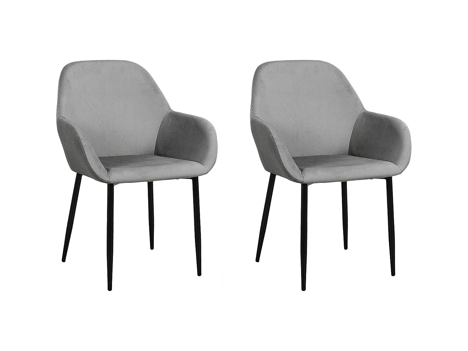 Lot de 2 Fauteuils - HOME DECO FACTORY - Giulia - Velours Côtelé - Scandinave - Gris