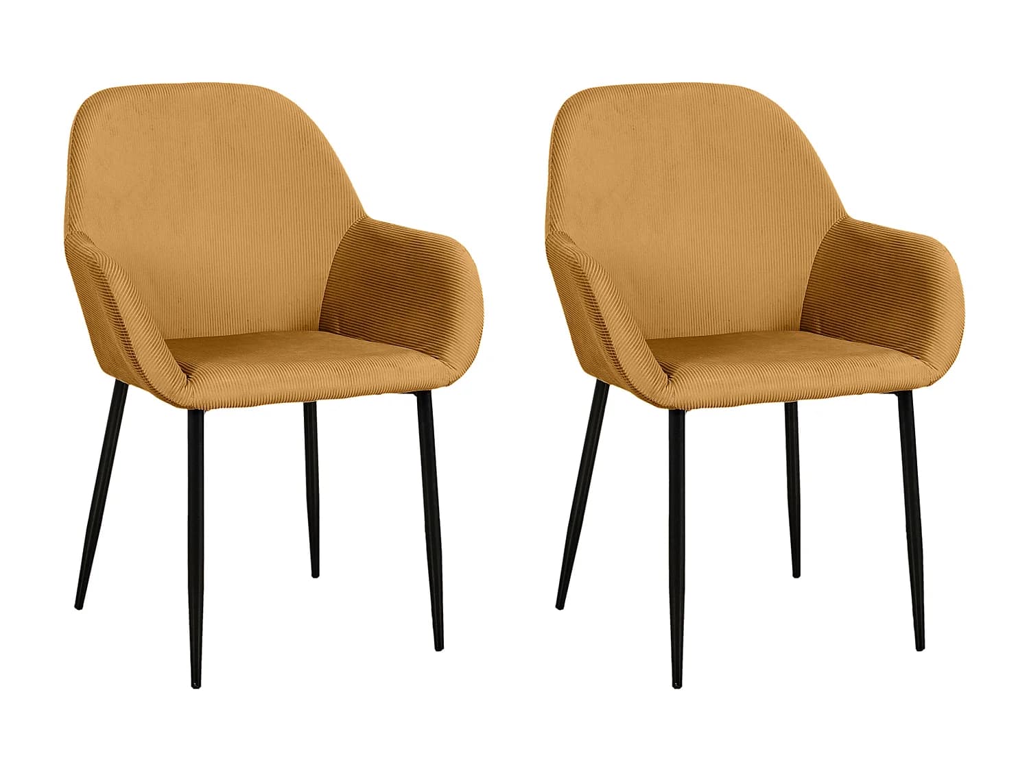 Lot de 2 Fauteuils - HOME DECO FACTORY - Giulia - Velours - Scandinave - Jaune