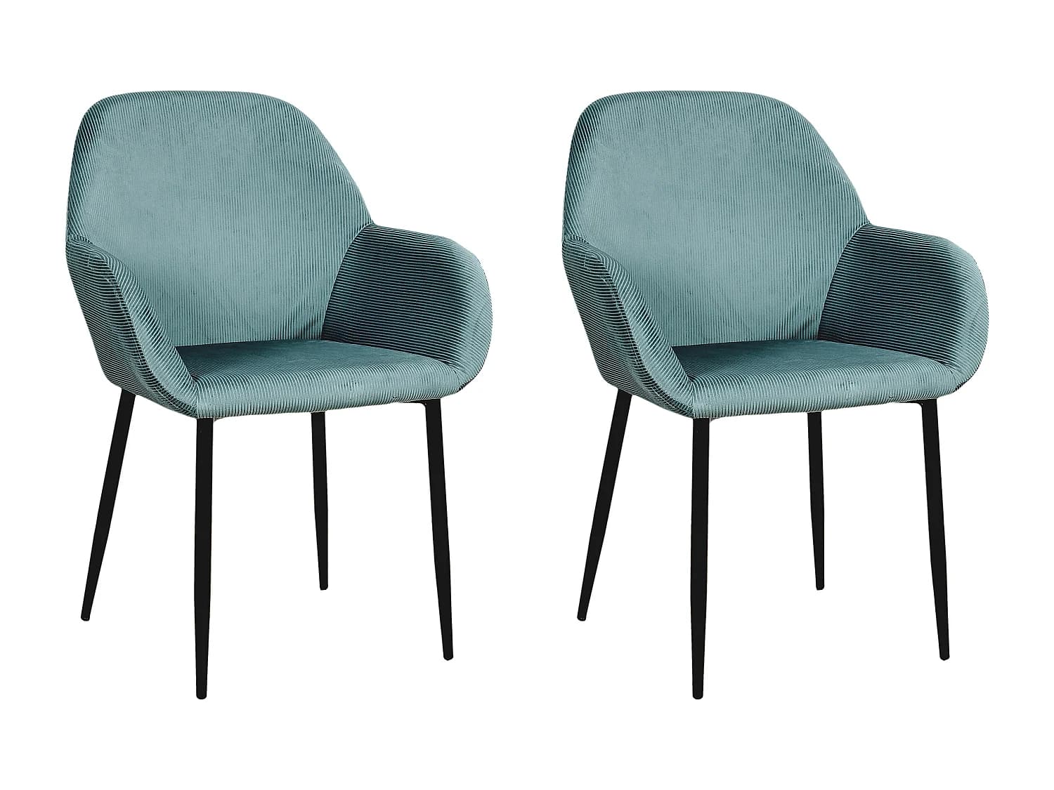 Lot de 2 Chaises Fauteuils - HOME DECO FACTORY - Giulia - Velours Côtelé - Bleu