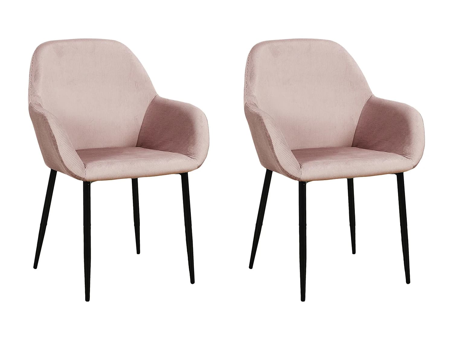 Lot de 2 Fauteuils - HOME DECO FACTORY - Giulia - Velours Côtelé - Rose