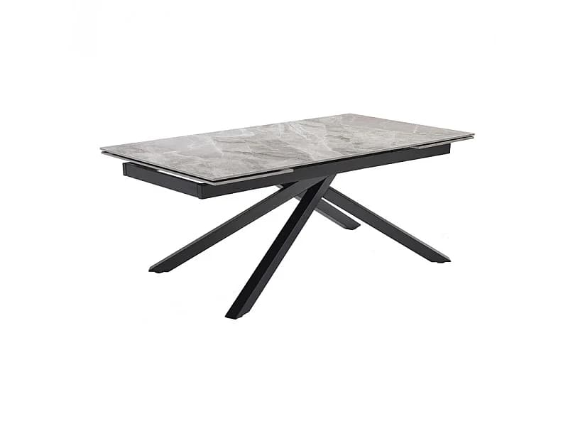 Table extensible 160/240 cm céramique gris marbré pied torsadé - DAKOTA 05